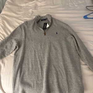 Polo by Ralph Lauren Gray Men's Quarter Zip (Large; Big and Tall)